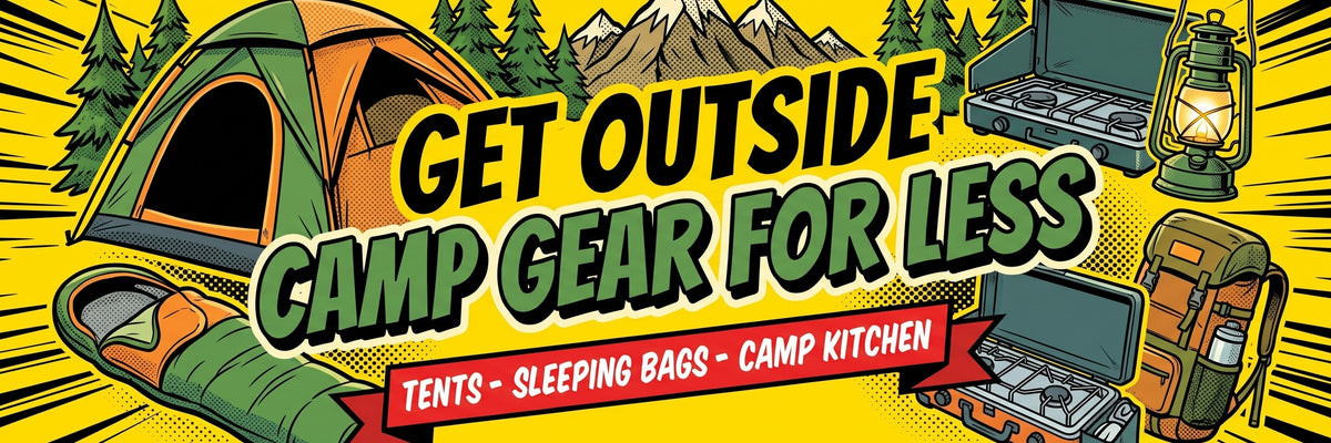 Camping days are back — tents, sleeping bags and outdoor gear at surplus prices