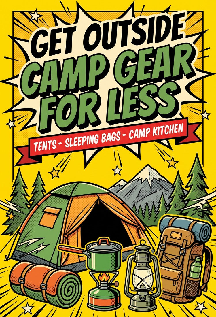 Camping days are back — tents, sleeping bags and outdoor gear at surplus prices